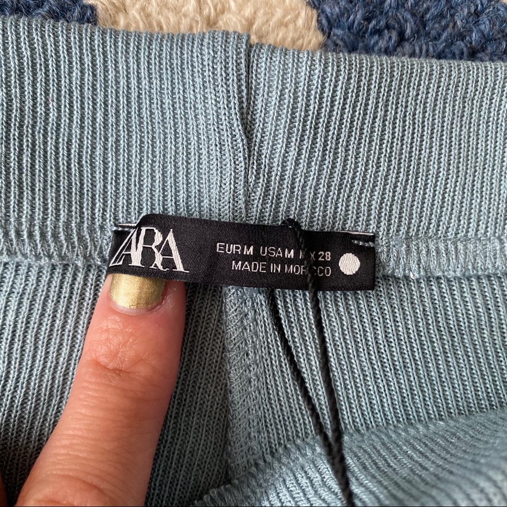 🌊 ZARA TALL BOHO DUSTY BLUE SHEER HIGH WAIST WIDE LEG PANTS! - Picture 6 of 8
